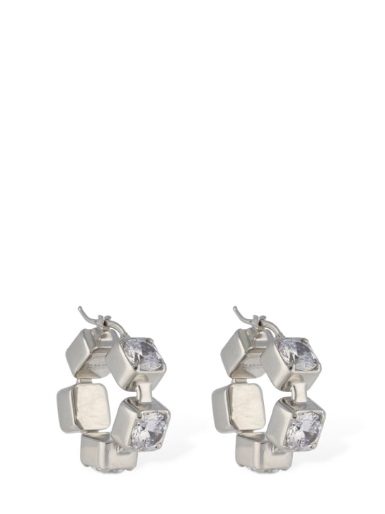 Jil Sander: BW1 5 crystal hoop earrings - Silver - women_0 | Luisa Via Roma