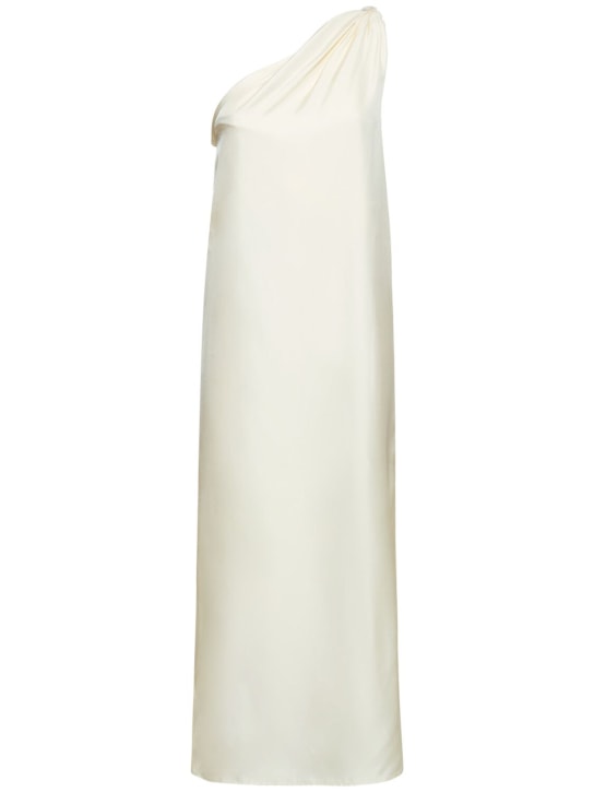 Loulou Studio: Adela asymmetric silk midi dress - Beyaz - women_0 | Luisa Via Roma