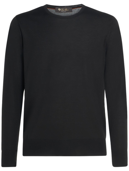 Loro Piana: Wish wool crewneck sweater - Black - men_0 | Luisa Via Roma