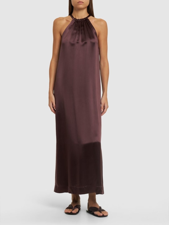 Loulou Studio: Morene silk blend halter neck long dress - Bordeaux - women_1 | Luisa Via Roma