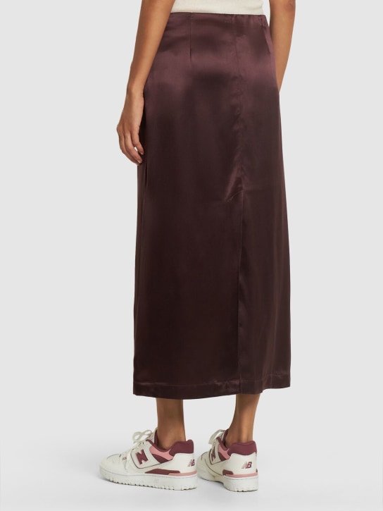 Loulou Studio: Lys silk blend midi skirt - Bordeaux - women_2 | Luisa Via Roma