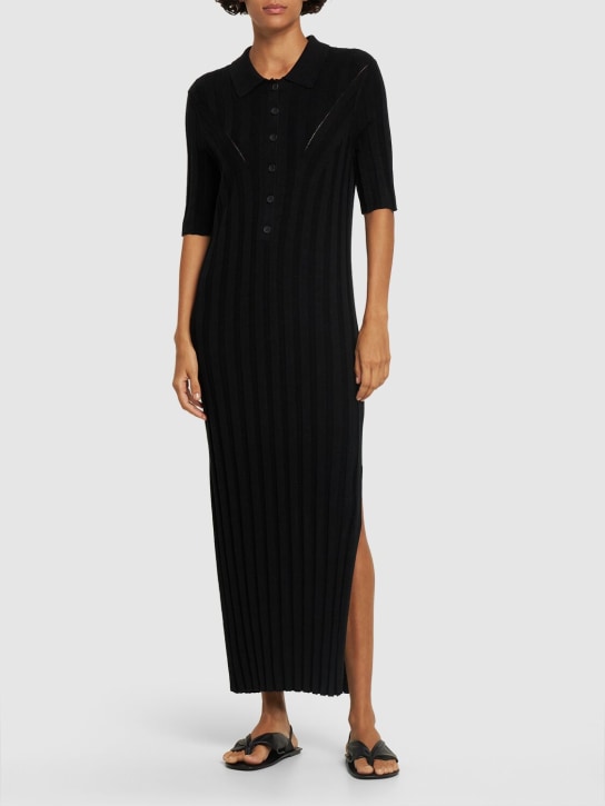 Loulou Studio: Elyna silk blend knitted midi dress - Black - women_1 | Luisa Via Roma