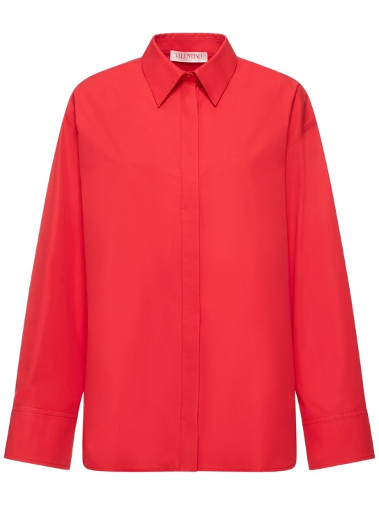 Valentino: Cotton poplin shirt - Red - women_0 | Luisa Via Roma