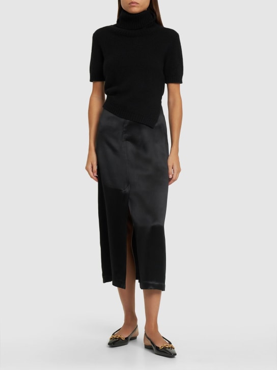 Loulou Studio: Lys silk blend midi skirt - Black - women_1 | Luisa Via Roma