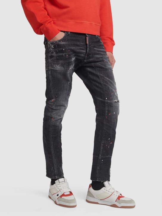 Dsquared2: Tidy Biker fit cotton denim jeans - Siyah - men_1 | Luisa Via Roma