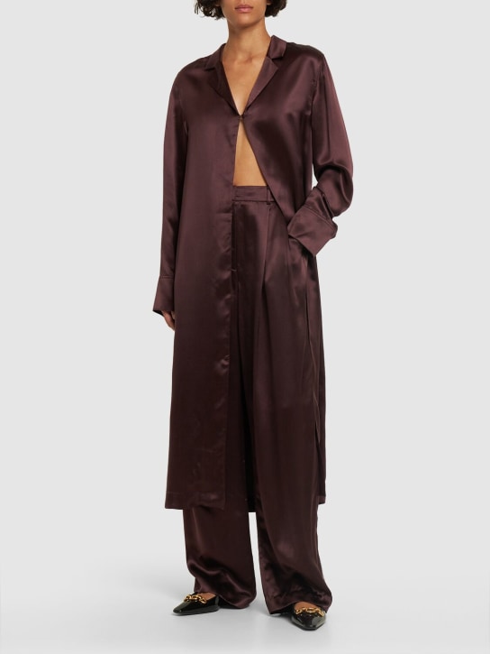 Loulou Studio: Vione silk blend pants - Bordo - women_1 | Luisa Via Roma