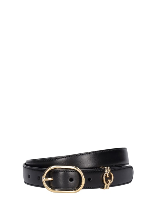 Gucci: 25mm Round Interlocking G leather belt - Black - women_0 | Luisa Via Roma