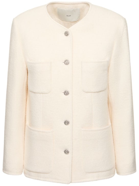 Tweed collarless jacket in ivory