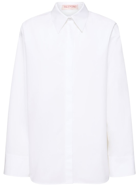 Valentino: Camisa de popelina de algodón - Blanco - women_0 | Luisa Via Roma