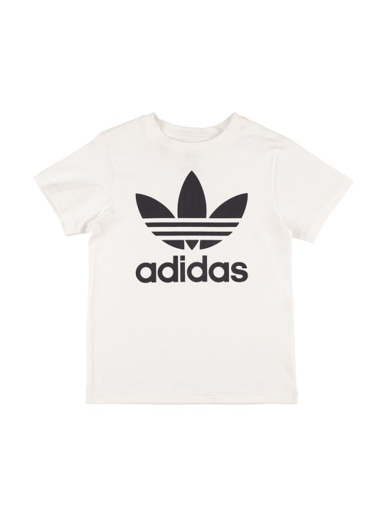 adidas Originals: Logo print cotton jersey t-shirt - kids-girls_0 | Luisa Via Roma