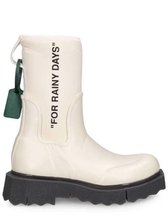 Off-White: Stivali da pioggia Sponge in gomma 40mm - Bianco - women_0 | Luisa Via Roma