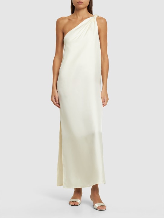 Loulou Studio: Adela asymmetric silk midi dress - Beyaz - women_1 | Luisa Via Roma