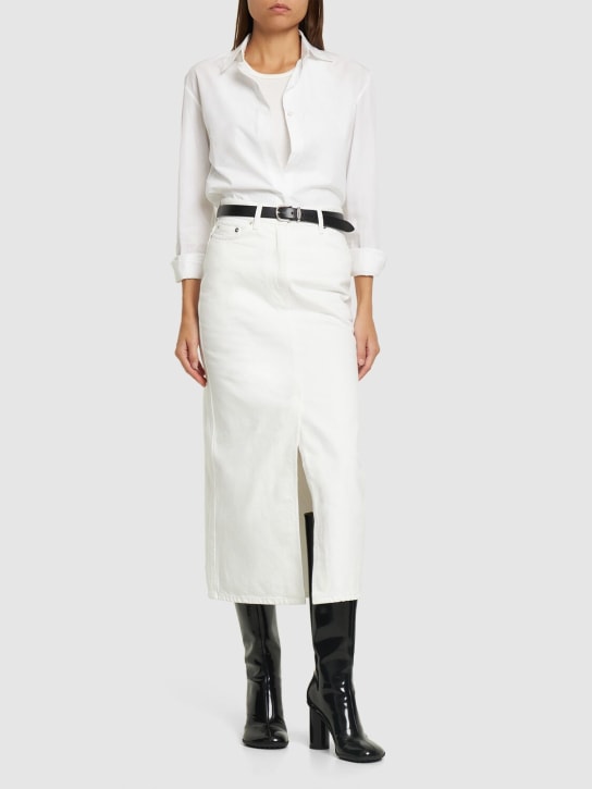 Loulou Studio: Rona cotton denim long skirt - Ivory - women_1 | Luisa Via Roma
