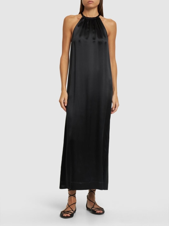Loulou Studio: Morene silk blend halter neck long dress - Black - women_1 | Luisa Via Roma