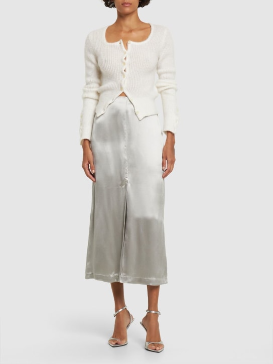 Loulou Studio: Lys silk blend midi skirt - Grey - women_1 | Luisa Via Roma