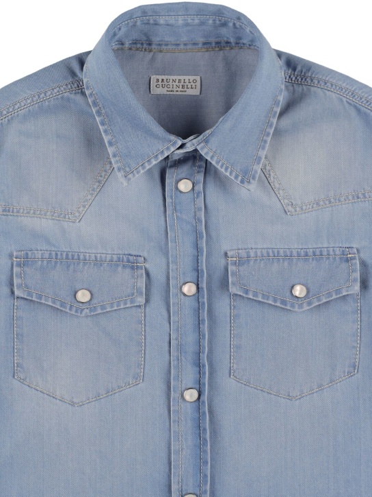 Brunello Cucinelli: Cotton denim shirt - Denim - kids-boys_1 | Luisa Via Roma
