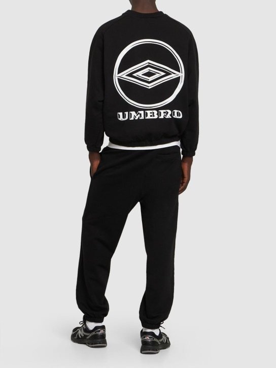 Umbro: Logo cotton crew sweatshirt - Black - men_1 | Luisa Via Roma