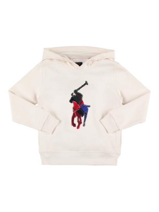 Polo Ralph Lauren: Printed blend cotton hoodie - White - kids-boys_0 | Luisa Via Roma