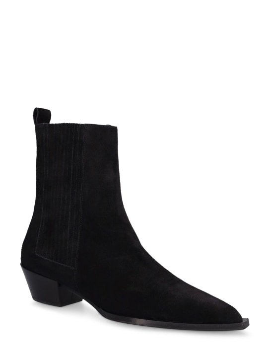 Aeyde: 40mm Belinda suede ankle boots - Black - women_1 | Luisa Via Roma