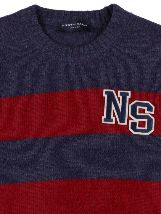 North Sails: Striped wool knit sweater - Red/Blue - kids-boys_1 | Luisa Via Roma