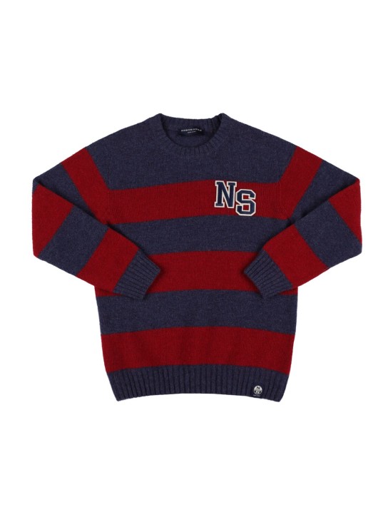 North Sails: Striped wool knit sweater - Red/Blue - kids-boys_0 | Luisa Via Roma