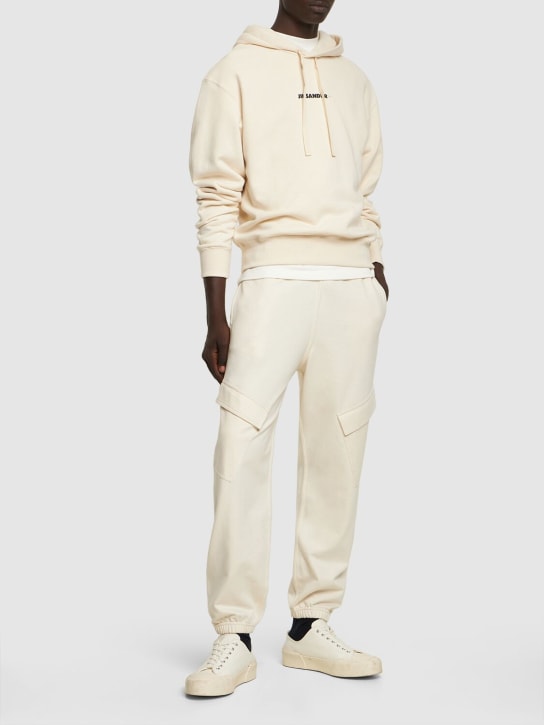 Jil Sander: Cotton jersey logo hooded sweatshirt - men_1 | Luisa Via Roma