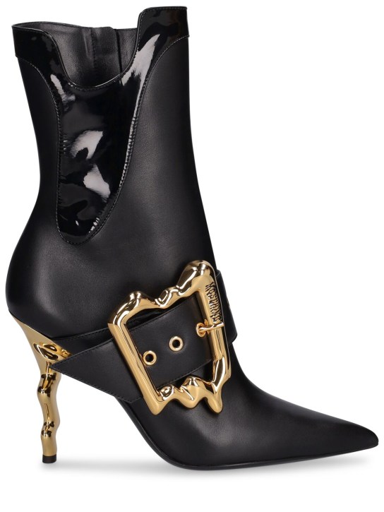 Moschino: 105mm Leather ankle boots - Black - women_0 | Luisa Via Roma