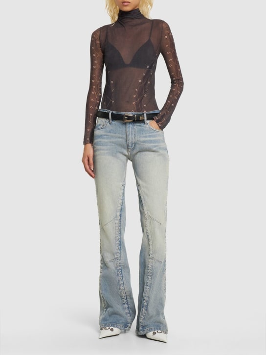 Y/PROJECT: Low rise flared denim jeans w/hooks - Açık Mavi - women_1 | Luisa Via Roma