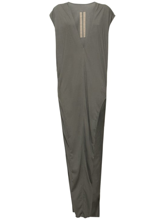 Rick Owens DRKSHDW: Arrowhead棉质平纹针织长款连衣裙 - 灰色 - women_0 | Luisa Via Roma