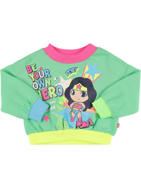 Billieblush: Printed cotton blend sweatshirt - Light Green - kids-girls_0 | Luisa Via Roma
