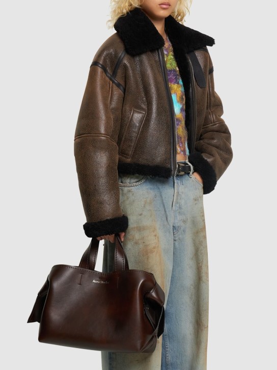 Acne Studios: EW Musubi aged leather tote bag - Dark Brown - women_1 | Luisa Via Roma