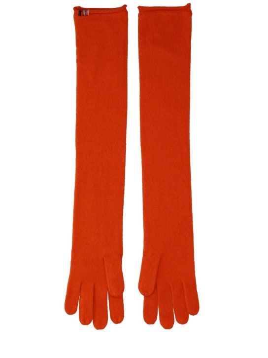 Extreme Cashmere: Cashmere blend knitted gloves - Orange - women_0 | Luisa Via Roma