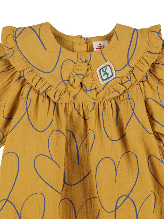 Jellymallow: Printed cotton poplin bodysuit & hat - Yellow - kids-girls_1 | Luisa Via Roma