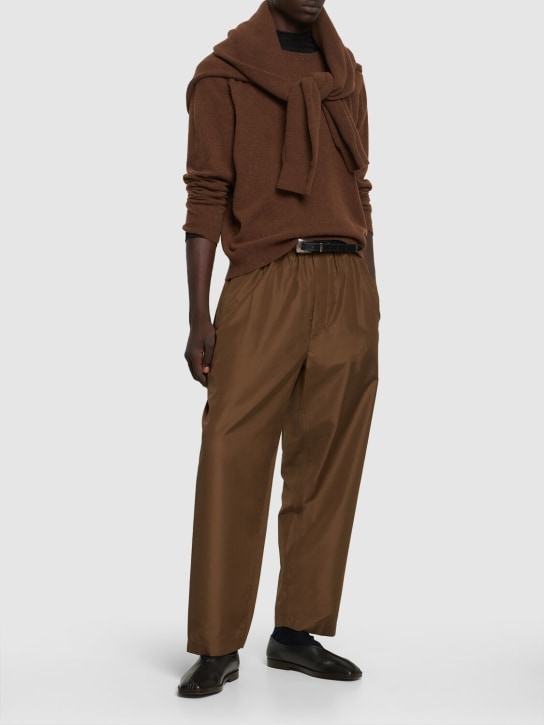 Lemaire: Silk relaxed pants - Tobacco - men_1 | Luisa Via Roma