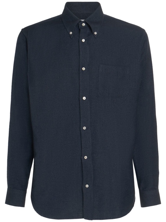 Loro Piana: Agui cotton & cashmere denim shirt - Navy - men_0 | Luisa Via Roma