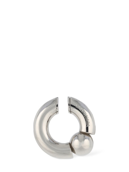 Balenciaga: Mega brass mono ear cuff - Silver - women_0 | Luisa Via Roma