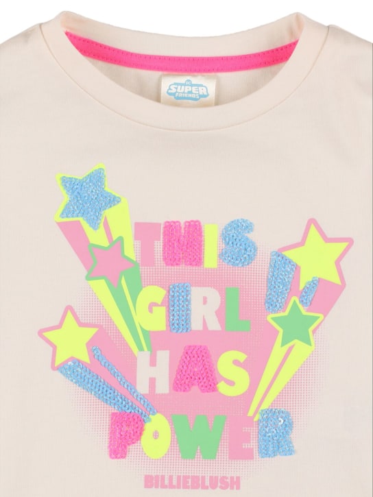Billieblush: T-shirt in jersey di cotone con stampa - Rosa Chiaro - kids-girls_1 | Luisa Via Roma