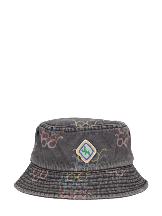 Jellymallow: Printed cotton denim bucket hat - Black - kids-girls_0 | Luisa Via Roma