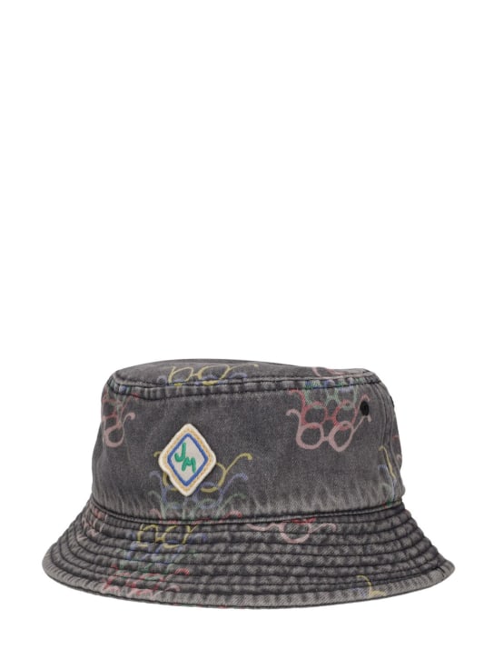 Jellymallow: Printed cotton denim bucket hat - Black - kids-girls_1 | Luisa Via Roma