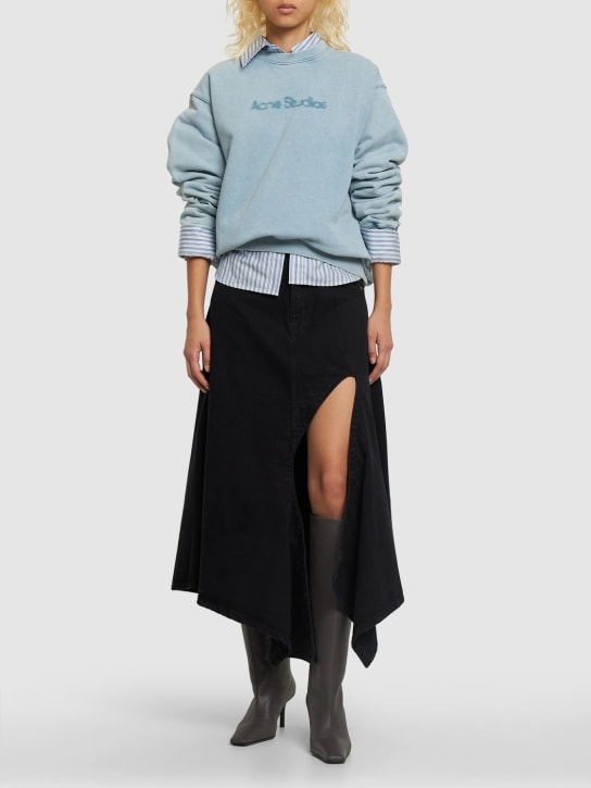 Acne Studios: Jersey-Sweatshirt mit ausgeblichenem Logo - Hellblau - women_1 | Luisa Via Roma