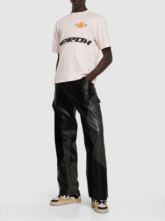 Heron Preston: Camiseta de algodón jersey con estampado - Marfil/Negro - men_1 | Luisa Via Roma