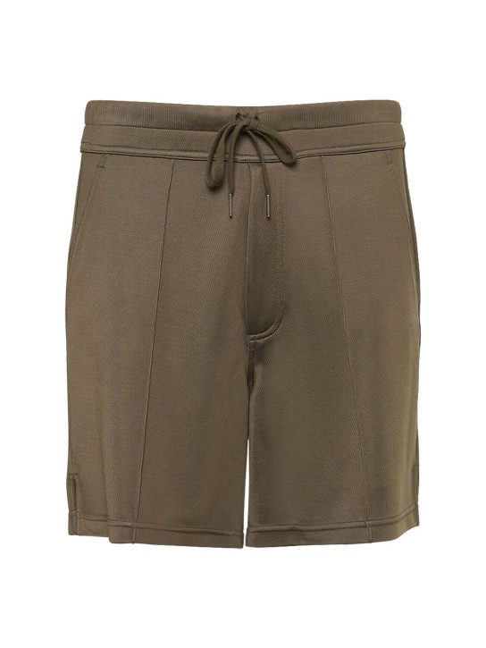 Tom Ford: 粘胶纤维平纹针织短裤 - 深橄榄绿 - men_0 | Luisa Via Roma