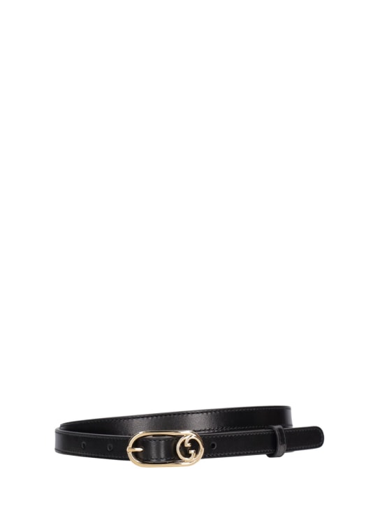 Gucci: 15mm Round Interlocking G leather belt - Black - women_0 | Luisa Via Roma
