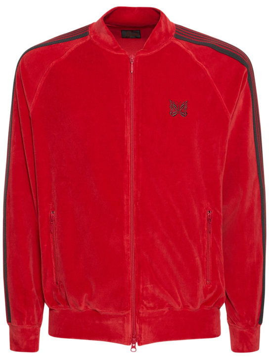Needles: Logo velour track jacket - Kırmızı - men_0 | Luisa Via Roma