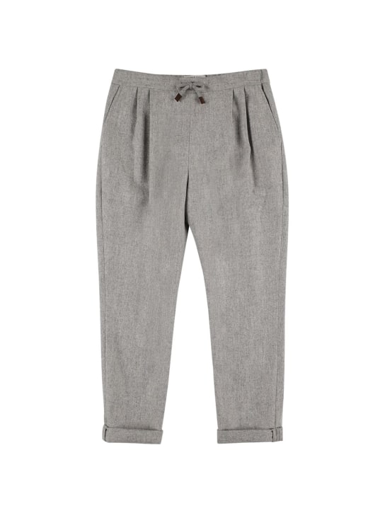 Brunello Cucinelli: Flannel pants - Grey - kids-boys_0 | Luisa Via Roma