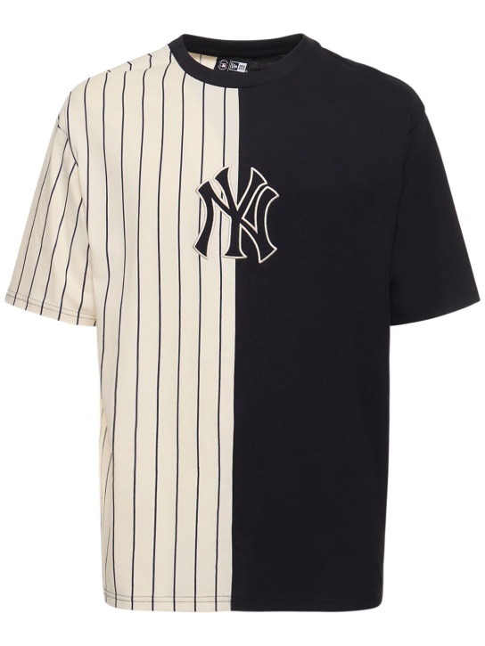 New Era NY Yankees MLB Half Striped T-Shirt Blue,White
