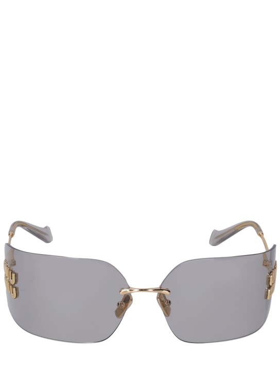 Miu Miu: Mask metal sunglasses - Gold/Light Grey - women_0 | Luisa Via Roma
