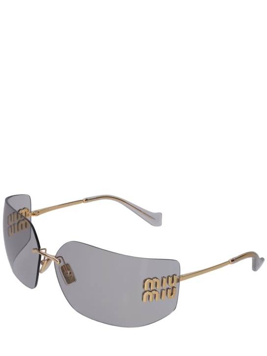 Miu Miu: Mask metal sunglasses - women_2 | Luisa Via Roma