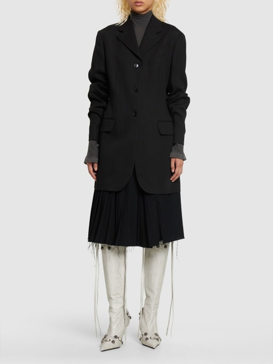 Acne Studios: Jolcie crepe long jacket - Black - women_1 | Luisa Via Roma