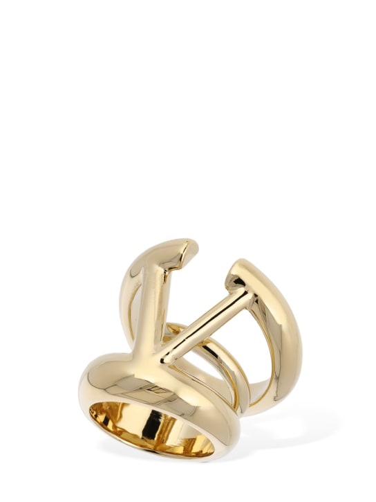 Valentino Garavani: V logo signature ring - Gold - women_0 | Luisa Via Roma